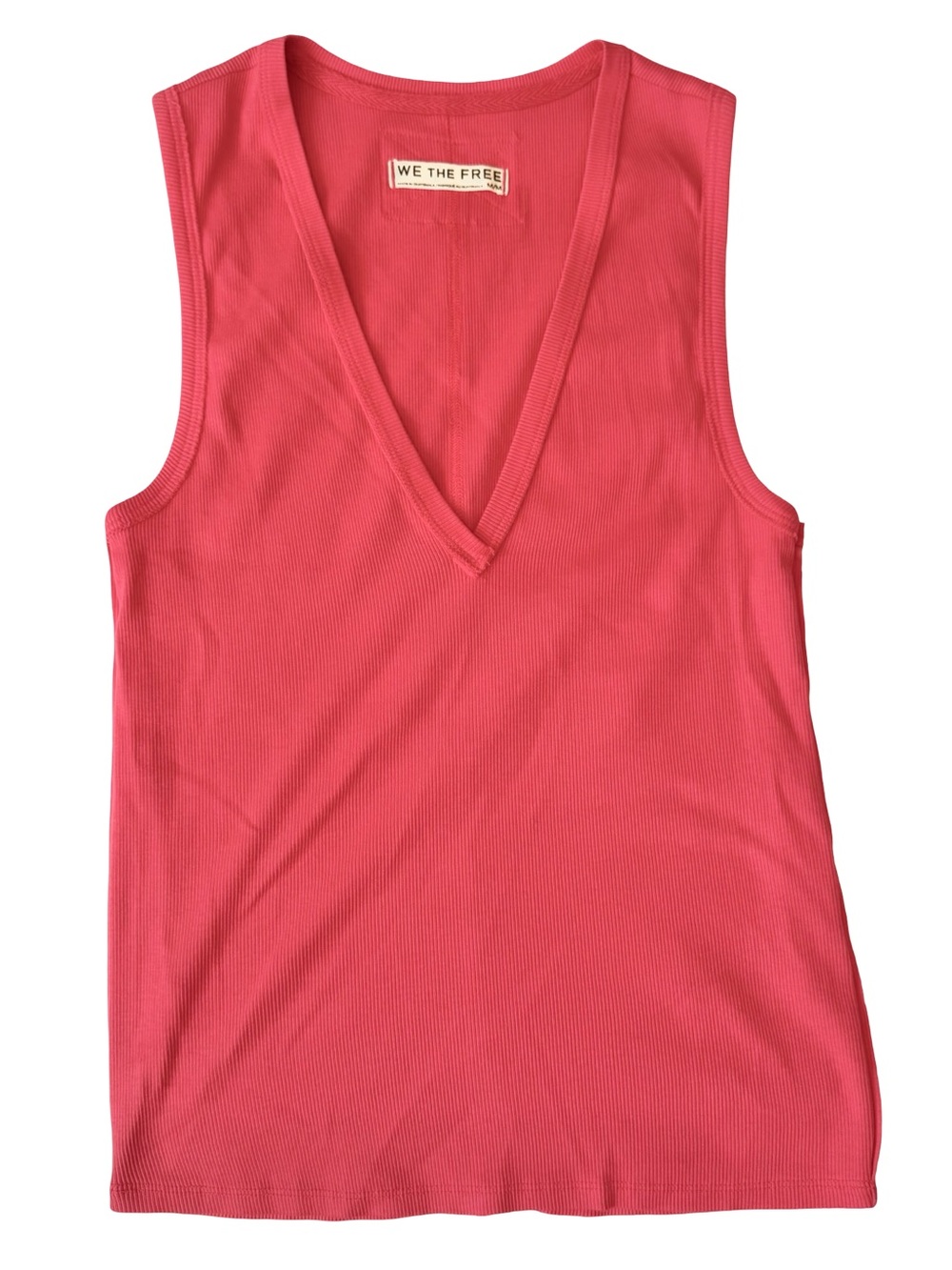 We The Free Women’s Pink Rib Knit V-Neck Neria Tank Top Size M
